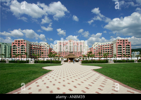 Majestic Hotel Sunny Beach Bulgarien Schwarzes Meer Küste Website traditionelle moderne Architektur Design Grund am Meer Resort sand Stockfoto