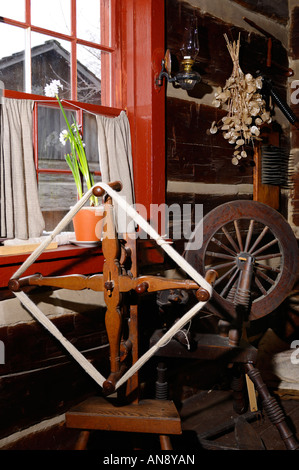 Anfang 1800 Ära Spinnrad in Black Creek Pioneer Village Stockfoto