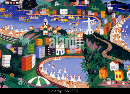 Kunstwerk Hippie-Markt Ipanema, Rio De Janeiro Brasilien Stockfoto