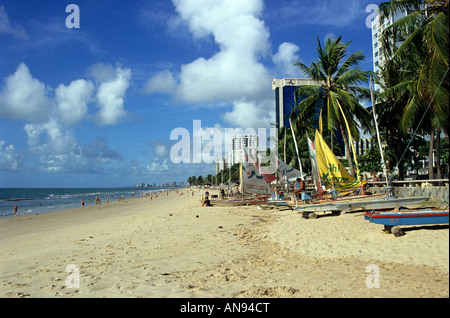 Fischerboote am Strand von Recife Brasilien Stockfoto