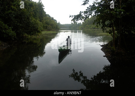 PERIYAR FLUß IN MONSUN, THATTEKAD VOGELSCHUTZGEBIET, ERNAKULAM DIST Stockfoto