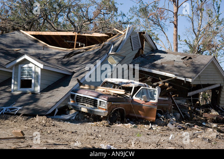 Zerstörung des Hauses verursacht durch Hurrikan Katrina Gulfport Mississippi Stockfoto