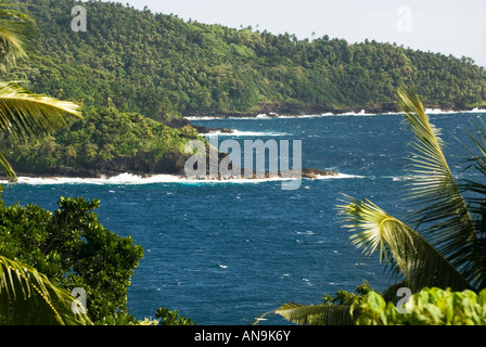 SAMOA UPOLU NE Nord-Ost Nordost Nordostküste Ufer an der Küste vor der Küste eingerückt viel unregelmäßige Küstenlinie samoan Traum SA Stockfoto