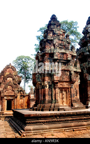Banteay Srei - Srey kambodschanischen Tempel 10. Jahrhundert Hindu-Tempel Shiva geweiht. Siem Reap, Kambodscha (Angkor Komplex) Stockfoto