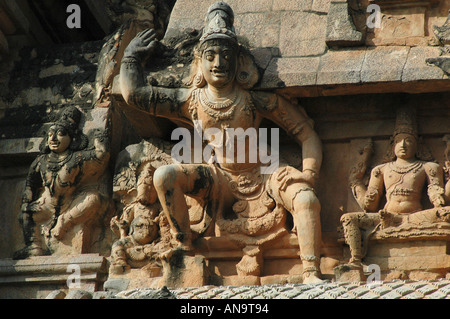 Stein-Skulptur am Eingang der Brihadishwara-Tempel in Thanjavur im Bundesstaat Tamil Nadu in Südindien 11. Cent AD Chola Dy Stockfoto