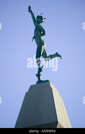 Statue von geflügelten Quecksilber auf ein Gebäude in Rochester New York Stockfoto