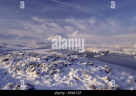 Schottland Rannoch Moor im Winter in drei schottischen Regionen Highlands, Tayside und Argyll und Bute GPL 1031 Stockfoto