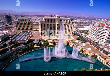 Springbrunnen im Bellagio Hotel und Casino, Las Vegas, Nevada USA Stockfoto