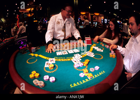 Black-Jack-Tisch Las Vegas Nevada, USA Stockfoto