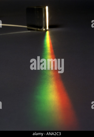 eine Prisma erzeugt ein weißes Lichtspektrum Stockfoto