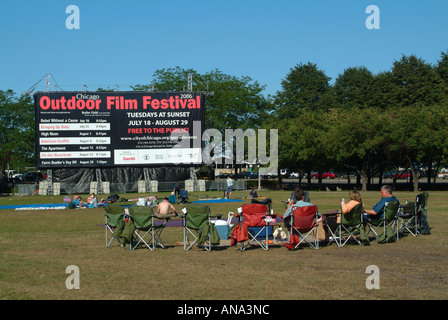 Outdoor-Film-Festival-Gelände im Grant Park in der Innenstadt von Chicago Illinois Vereinigte Staaten Amerika Stockfoto