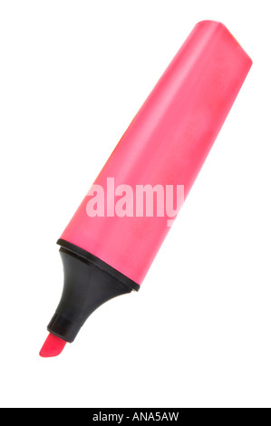 roter rosa Markierung Filz Stift Filzspitze Filzschreiber Stift Tipp Stift Marker Pen Farbmarkierung Mark unterstreichen Textmarker tranparent Stockfoto