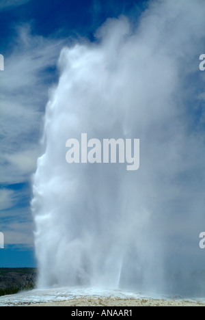 Old Faithful Geysir austoben in eine Massive Eruption im Yellowstone National Park in Wyoming USA Stockfoto