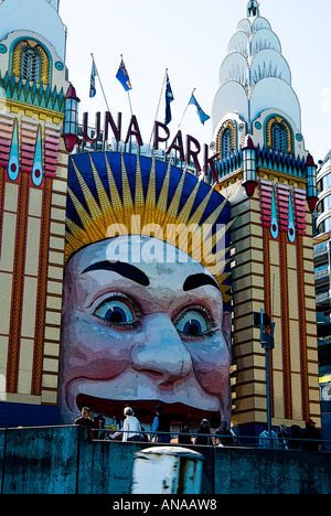 Eingang zum Luna Park in Sydney, Australien Stockfoto