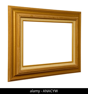Gold farbige Bilderrahmen aus einem Winkel betrachtet Stockfoto