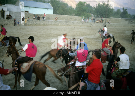 Pakistan NWFP lokale Beschriftung Stammesgebiet Gilgit Polospiel Stockfoto