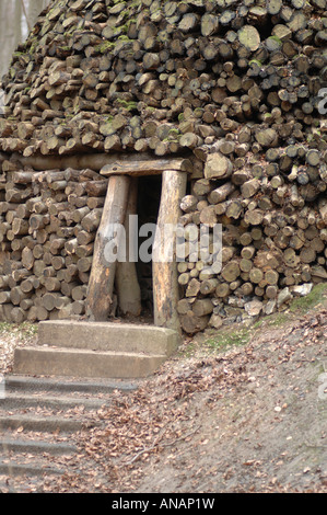 Blockhütte, Könige Holz, Ashford, Kent Stockfoto