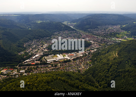 Luftaufnahme von Eberbach am Neckar, Deutschland, Baden-Württemberg, Odenwald, Eberbach Stockfoto