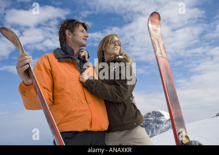 Verliebten Paar in Winterurlaub Stockfoto