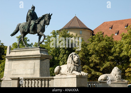 Denkmal für deutsche Kaiser Wilhelm I., Karlsplatz, Stuttgart, Baden-Württemberg Stockfoto