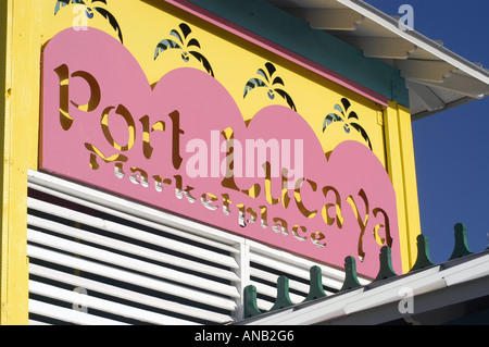 Grand Bahama Insel Port Lucaya Zeichen Stockfoto