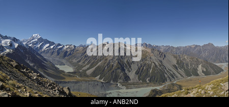 Blick von der Alten mueller Berghütte zum Mt. Cook np, Südinsel, Neuseeland Stockfoto