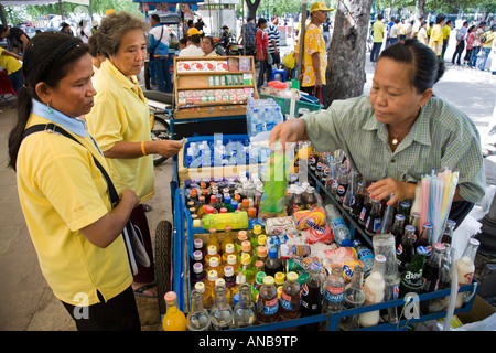 Softdrink-Verkäufer in Sanam Luang Park, in der Nähe des Grand Palace in Bangkok Thailand Stockfoto