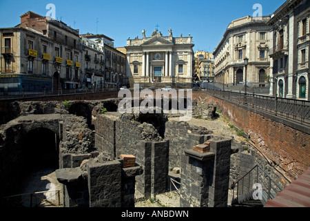 Römische Amphitheater Piazza Stesicoro Catania Sizilien Italien Stockfoto