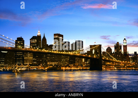 Manhattan bei Nacht-NYC Stockfoto