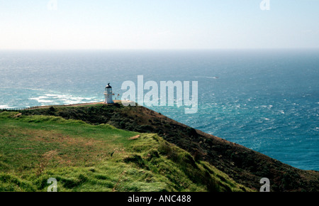 Cape Reinga Leuchtturm über Meeting Point der Tasman Sea und Pazifischen Ozean Nordinsel Neuseeland Stockfoto