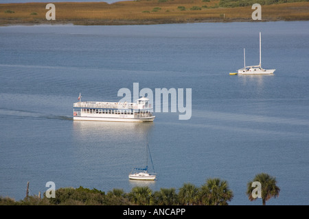 Blick von oben auf das historische St. Augustine Lighthouse and Museum in St. Augustine Florida Stockfoto