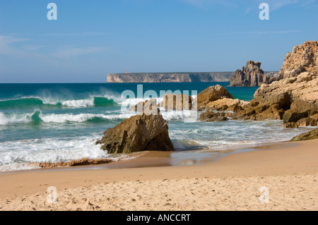 Portugal Algarve Sagres Praia Tonel Strand Stockfoto