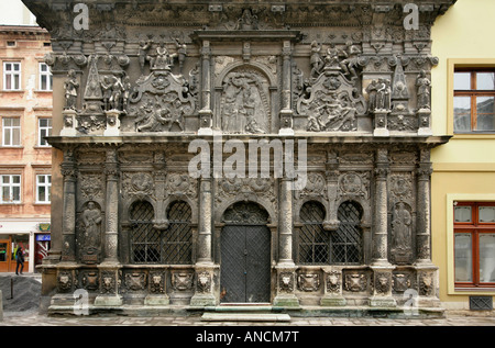 Fassade der Boim Chapel, Lemberg (Lwow), Ukraine. Stockfoto