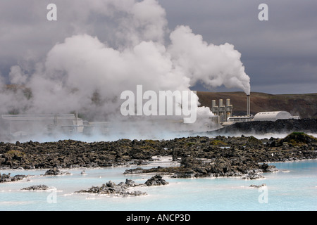 Blaue Lagune-Geothermie-Kraftwerk-Island Stockfoto