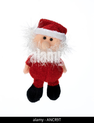 Santa Claus Weihnachtsdekoration auf weißem Hintergrund Stockfoto