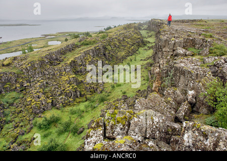 Thingvellir Fissur Zone Island treffen die nordamerikanische Platte der Euro asiatische Platte Welterbekonvention der UNESCO Stockfoto