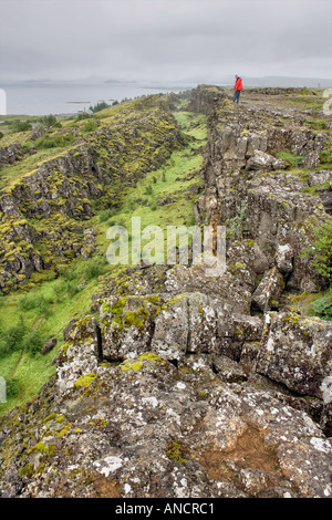 Thingvellir Fissur Zone Island treffen die nordamerikanische Platte der Euro asiatische Platte Welterbekonvention der UNESCO Stockfoto