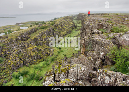 Thingvellir Fissur Zone Island treffen die nordamerikanische Platte der Euro asiatische Platte Welterbekonvention der UNESCO Stockfoto