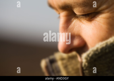 Profil von mittleren Alter Mann im freien November 2007 Stockfoto