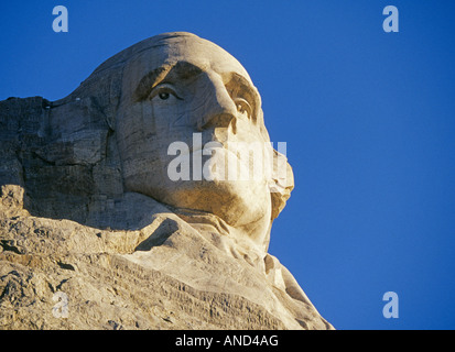 Ein Blick auf die riesigen Stein von Präsident George Washington am Mount Rushmore National Memorial in der Nähe von Rapid City Stockfoto