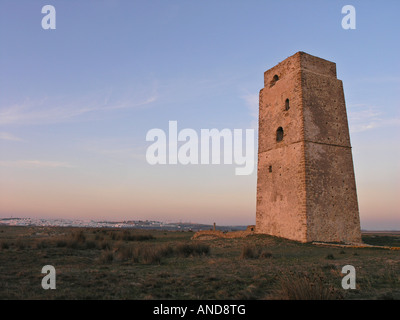 Wachturm von Castilnovo, Conil De La Frontera, Cádiz Provinz, Andalusien, Spanien. Stockfoto