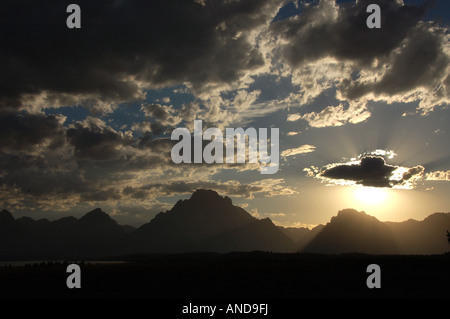 Sonnenuntergang am Grand-Teton-Nationalpark, Wyoming, USA Stockfoto