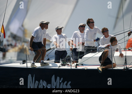 Besatzung der Yacht beinahe-Unfall in der Copa Del Rey Segelregatta Spanien 2004 Stockfoto