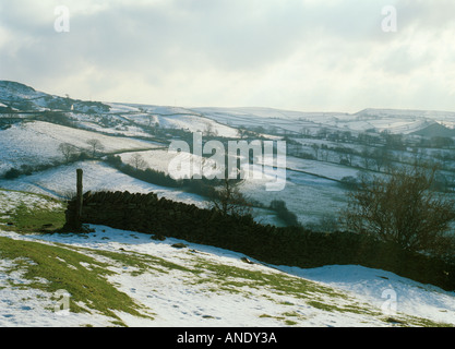 Cheshire Bollington Hügel Ackerland im winter Stockfoto