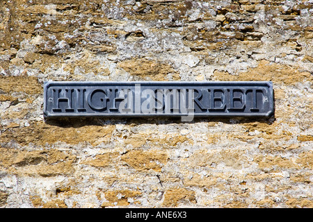 High Street Straßenschild in Laycock Wiltshire Vereinigtes Königreich Stockfoto