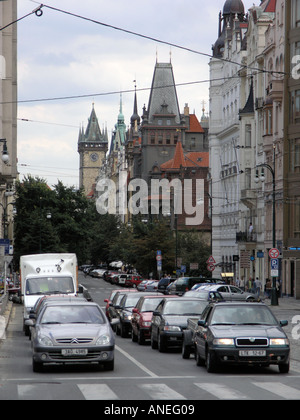 Parizska Trida Paris Avenue Prag mit unterschiedlichsten Baustile von der Gotik bis zum Jugendstil Stockfoto