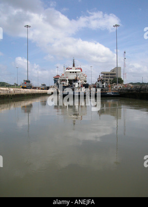 Eingabe der Miraflores Schloss an der Panama Kanal Stockfoto