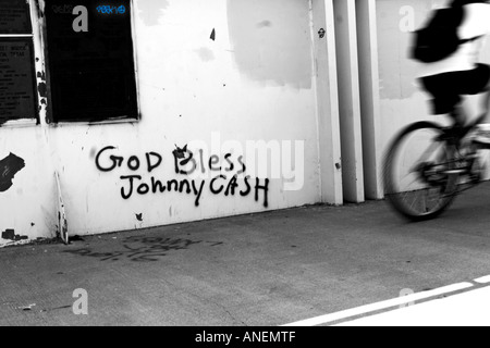 Graffiti-Hommage an Johnny Cash.  Foto wurde in Austin, Texas. Stockfoto