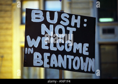 Anti-Bush-Demo in Boston, Massachusetts Stockfoto