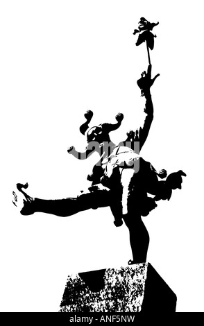 Posterized Silhouette von The Jester, eine Statue von James Butler RA, Stratford Upon Avon, Warwickshire, England Stockfoto